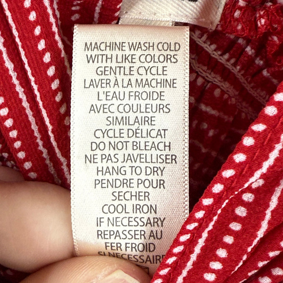 Max Studio Women's Red White Wide Leg Smocked Jumpsuit Sz M Boho Feminine Beachy - Picture 11 of 11